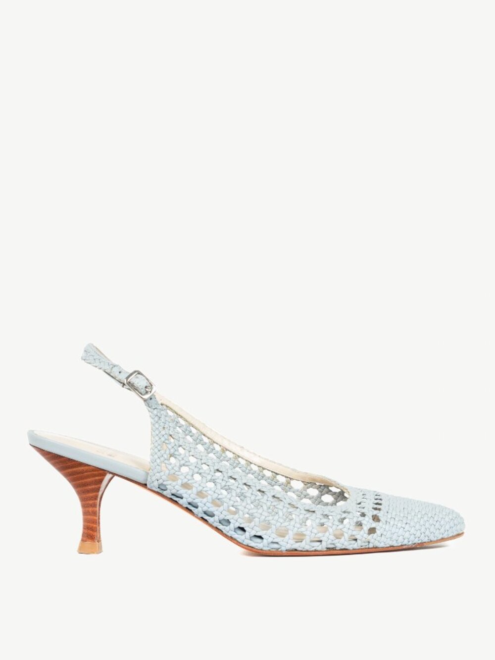 Stuart Weitzman Meeting Blue Woven-Leather Slingback Pumps